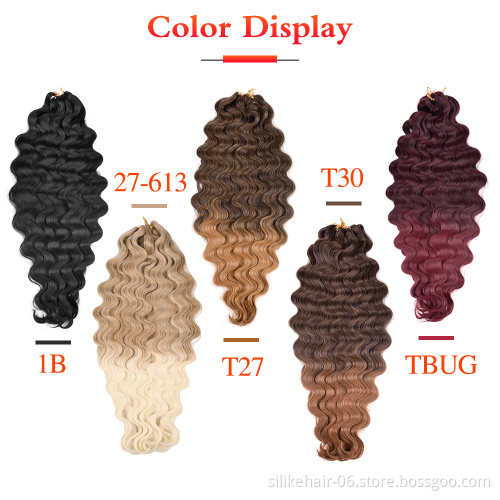 28inch Deep Ocean Wave Braiding Hair Ocean Wave Crochet Hair  Synthetic Soft Long Wavy Crochet Hair Extensions with Curly Ends